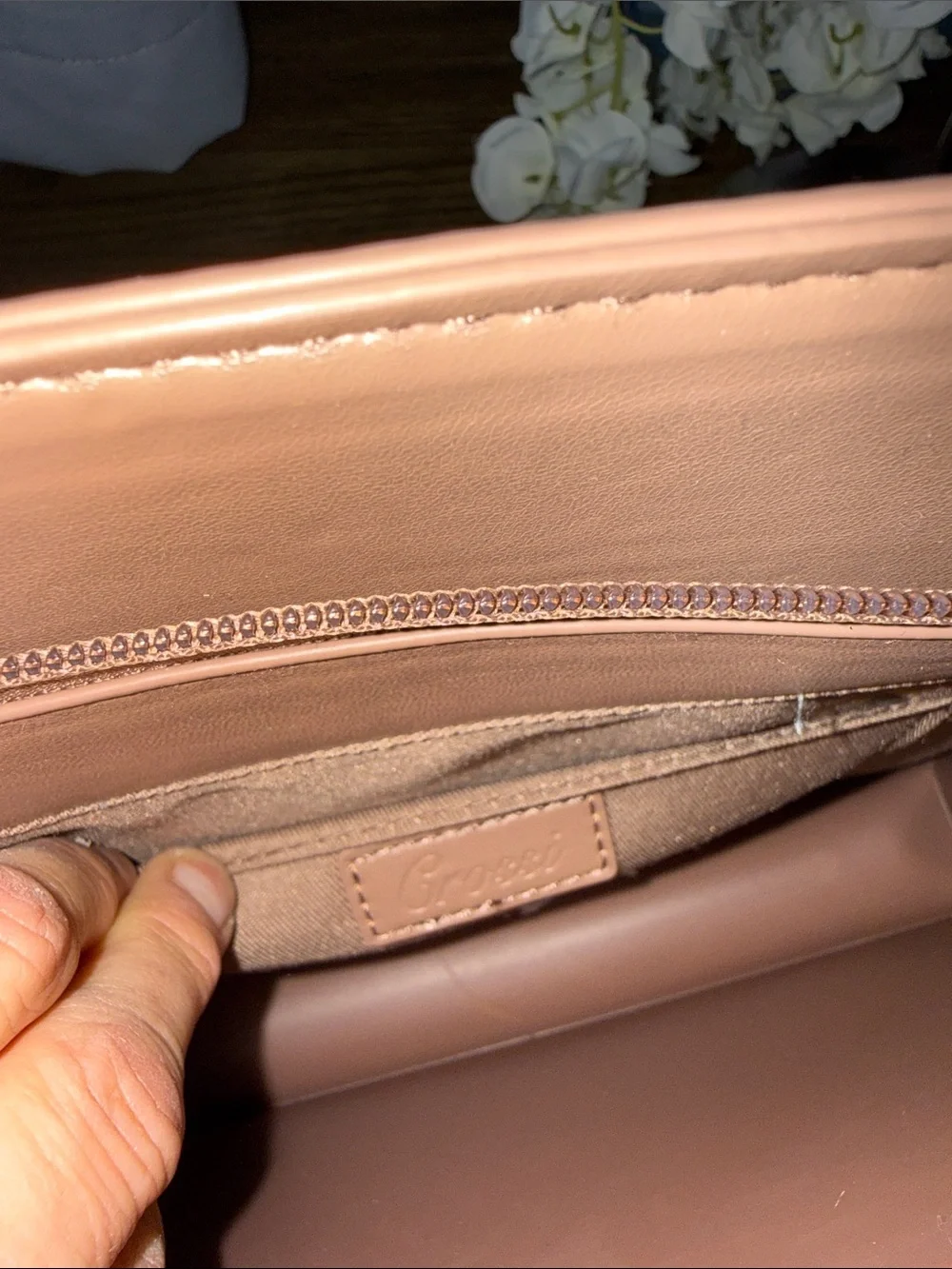 CROSSI NY Quilted Top-Handle Satchel and Crossbody in Dusty Pink